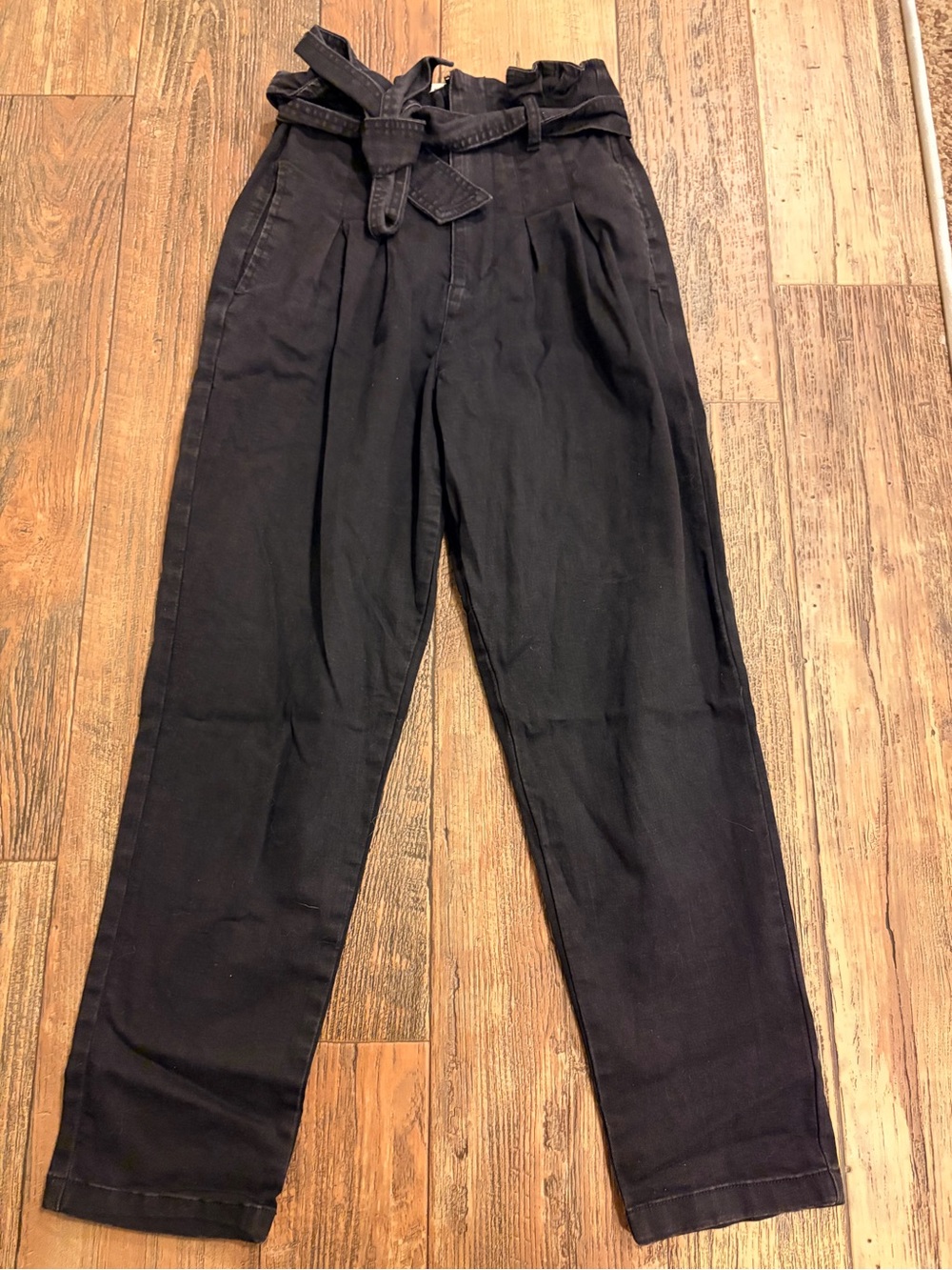 Forever 21 Black Paperbag Waist Chinos with Belt